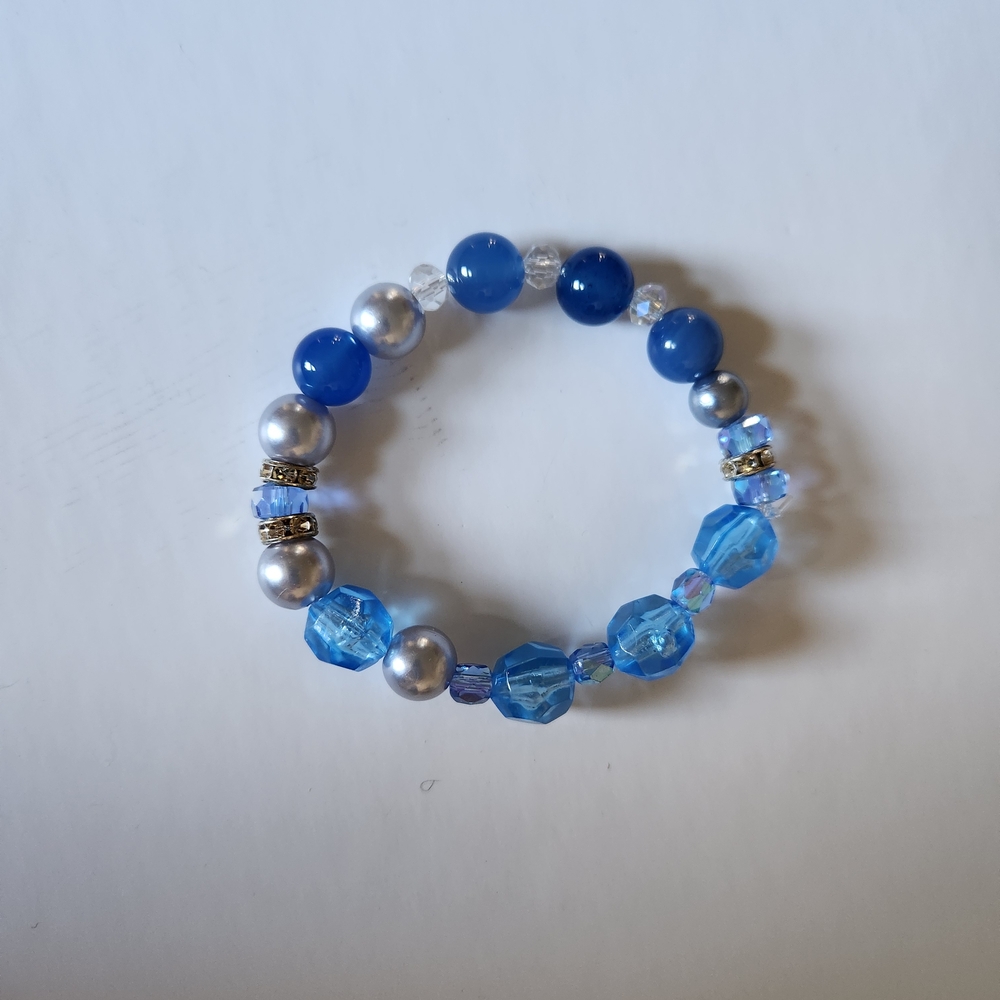 Blue and Silver Beaded Bracelet